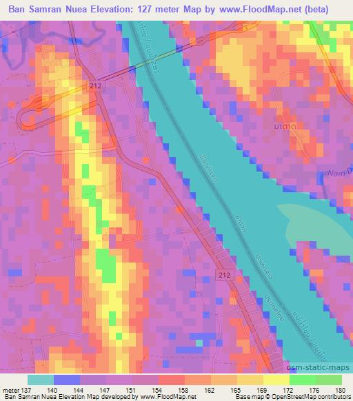Ban Samran Nuea,Thailand Elevation Map