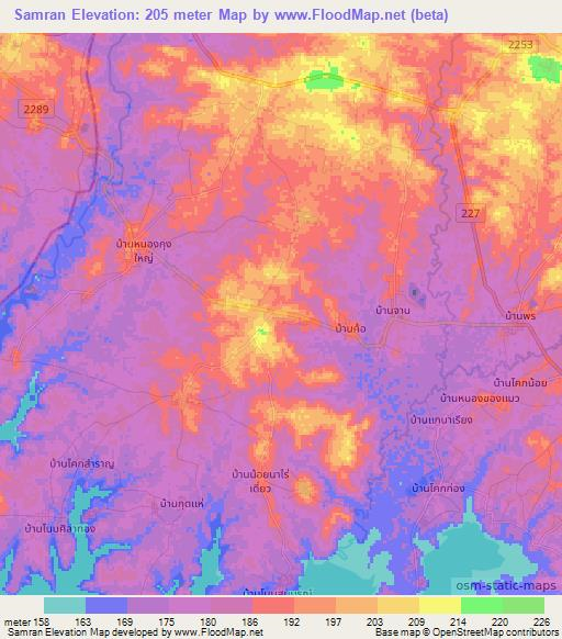 Samran,Thailand Elevation Map