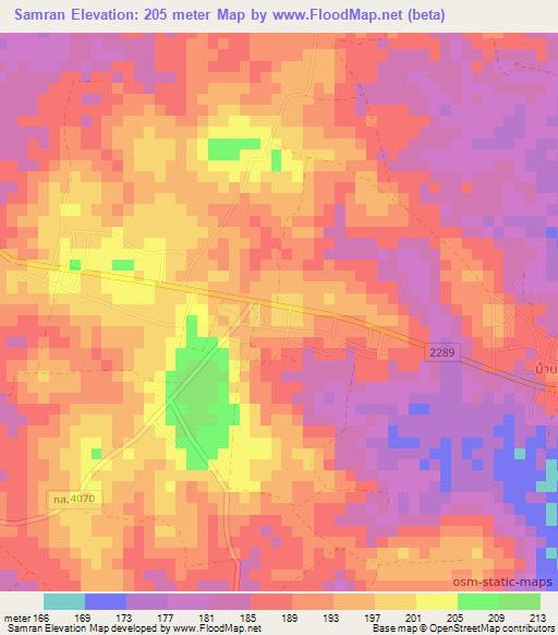 Samran,Thailand Elevation Map