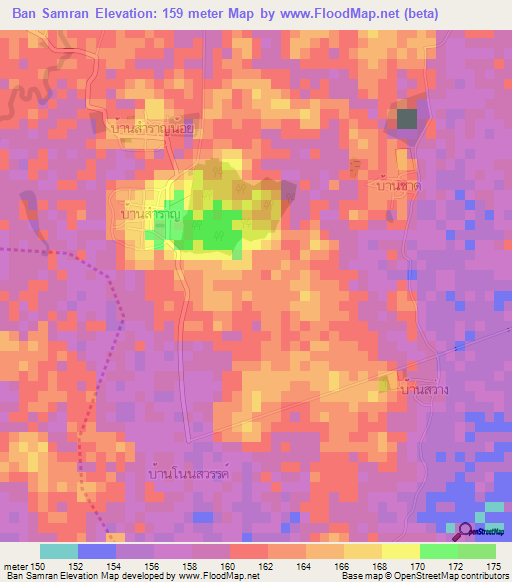 Ban Samran,Thailand Elevation Map