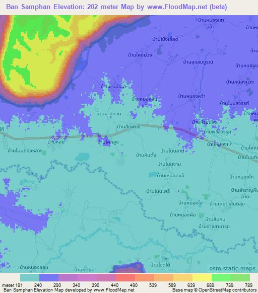 Ban Samphan,Thailand Elevation Map