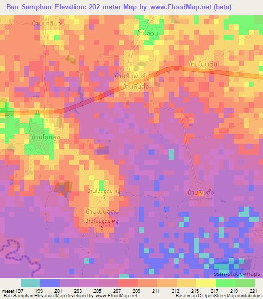 Ban Samphan,Thailand Elevation Map