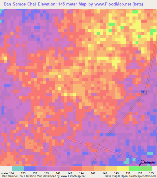 Ban Samoe Chai,Thailand Elevation Map