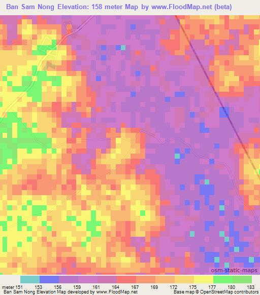 Ban Sam Nong,Thailand Elevation Map