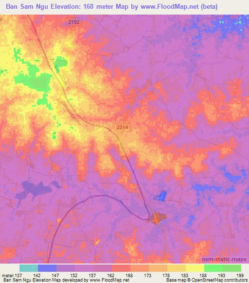 Ban Sam Ngu,Thailand Elevation Map