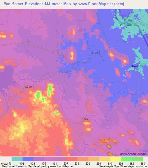 Ban Samet,Thailand Elevation Map