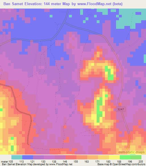 Ban Samet,Thailand Elevation Map
