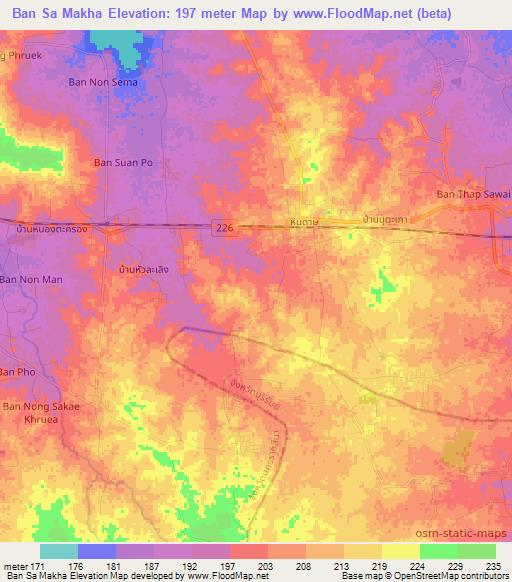 Ban Sa Makha,Thailand Elevation Map