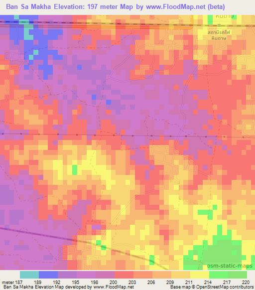 Ban Sa Makha,Thailand Elevation Map