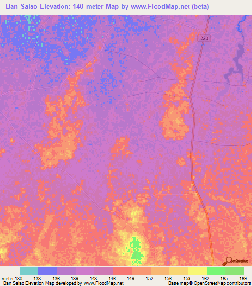 Ban Salao,Thailand Elevation Map