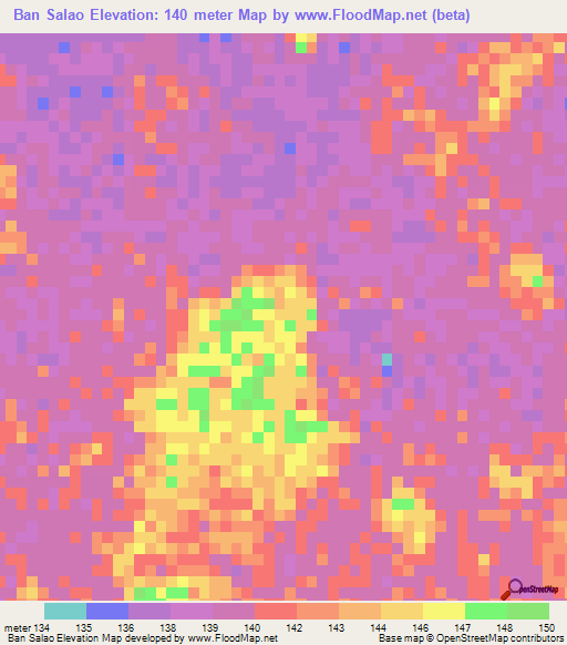 Ban Salao,Thailand Elevation Map