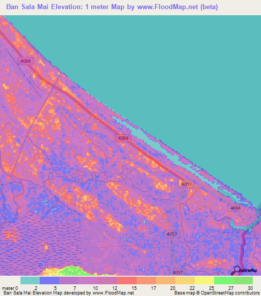 Ban Sala Mai,Thailand Elevation Map