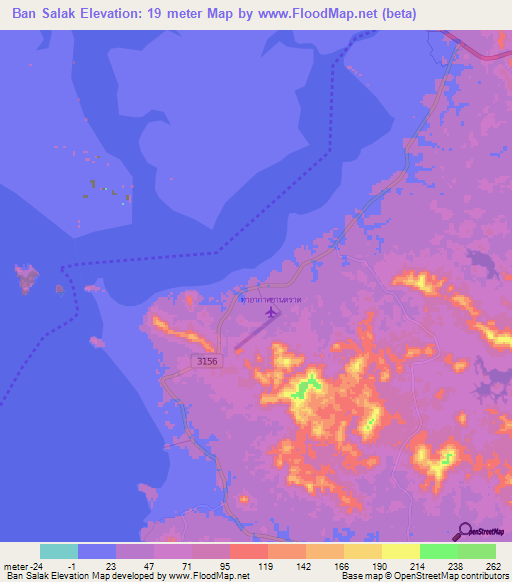 Ban Salak,Thailand Elevation Map
