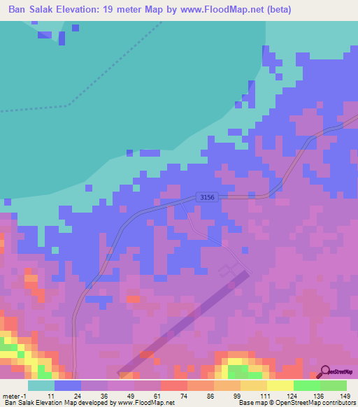 Ban Salak,Thailand Elevation Map