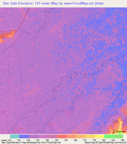 Ban Sala,Thailand Elevation Map