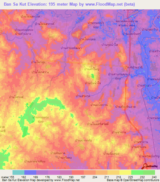 Ban Sa Kut,Thailand Elevation Map