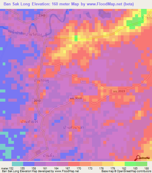 Ban Sak Long,Thailand Elevation Map