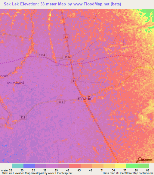 Sak Lek,Thailand Elevation Map