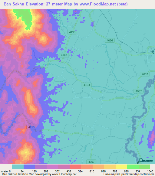 Ban Sakhu,Thailand Elevation Map