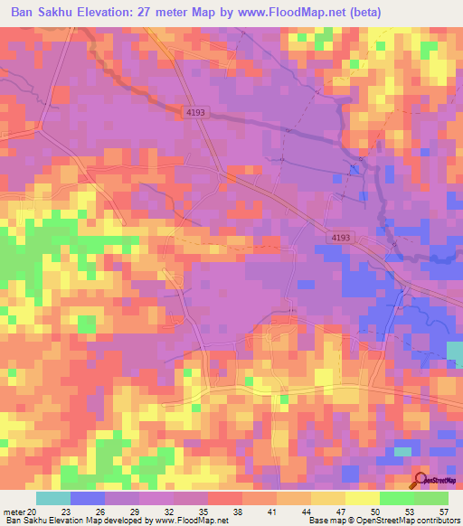 Ban Sakhu,Thailand Elevation Map