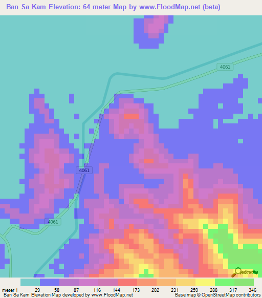 Ban Sa Kam,Thailand Elevation Map