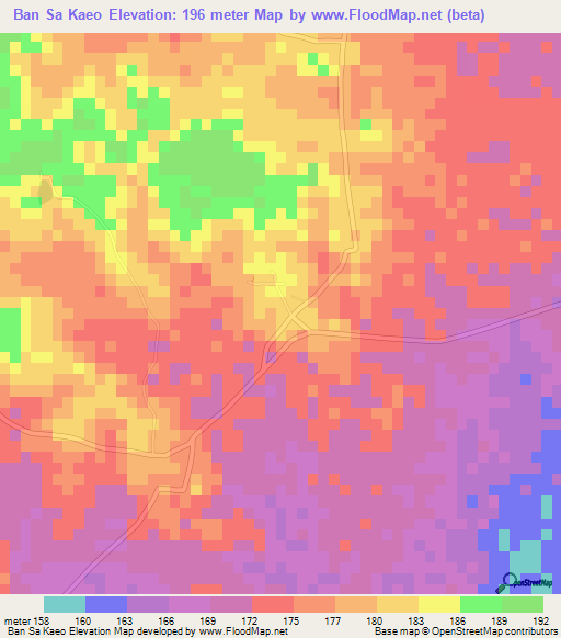 Ban Sa Kaeo,Thailand Elevation Map