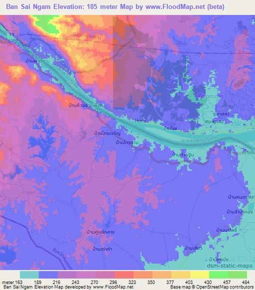 Ban Sai Ngam,Thailand Elevation Map