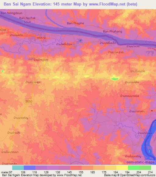 Ban Sai Ngam,Thailand Elevation Map