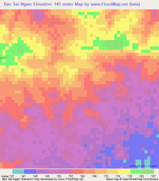 Ban Sai Ngam,Thailand Elevation Map