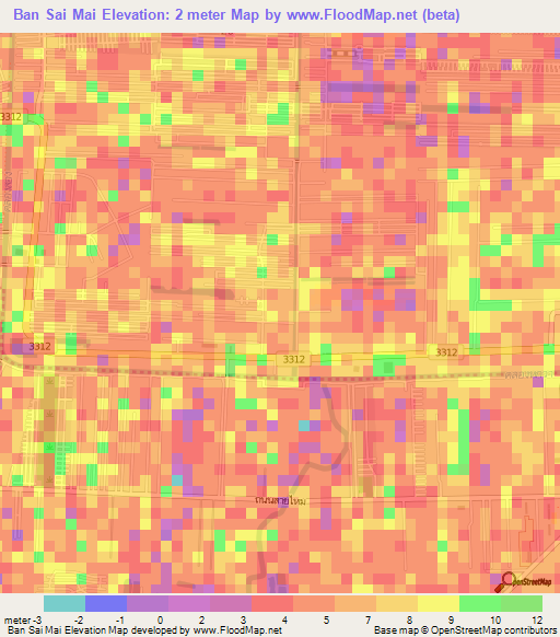 Ban Sai Mai,Thailand Elevation Map