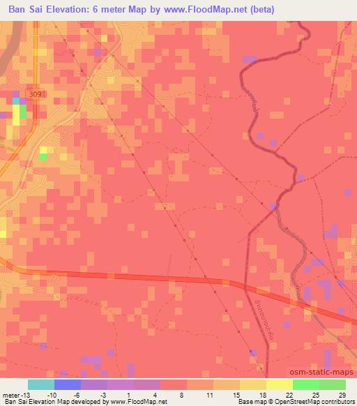 Ban Sai,Thailand Elevation Map