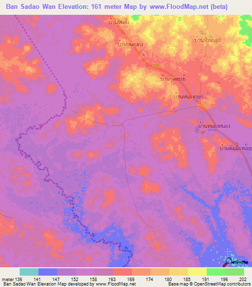 Ban Sadao Wan,Thailand Elevation Map
