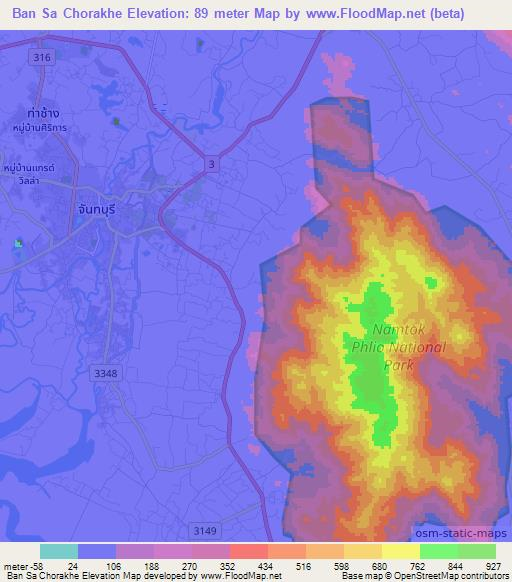 Ban Sa Chorakhe,Thailand Elevation Map