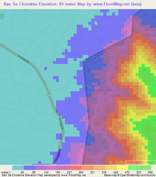 Ban Sa Chorakhe,Thailand Elevation Map