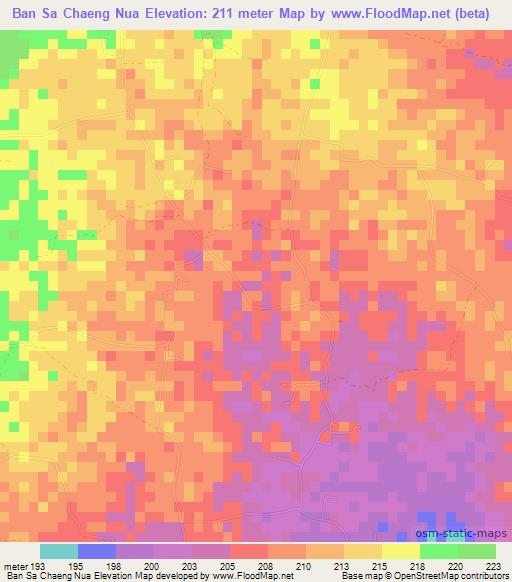Ban Sa Chaeng Nua,Thailand Elevation Map