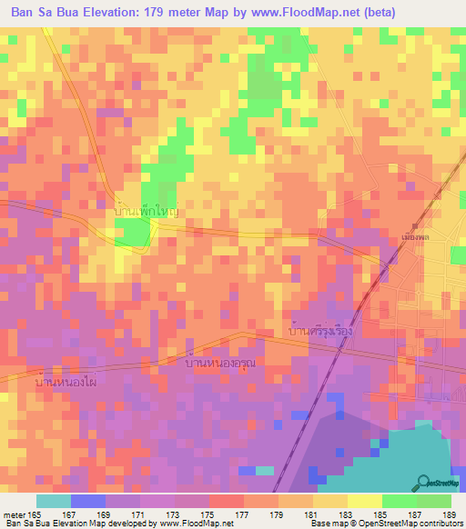 Ban Sa Bua,Thailand Elevation Map