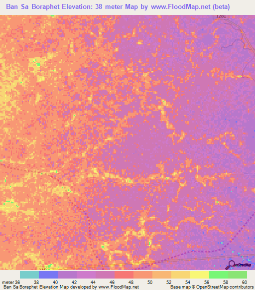 Ban Sa Boraphet,Thailand Elevation Map