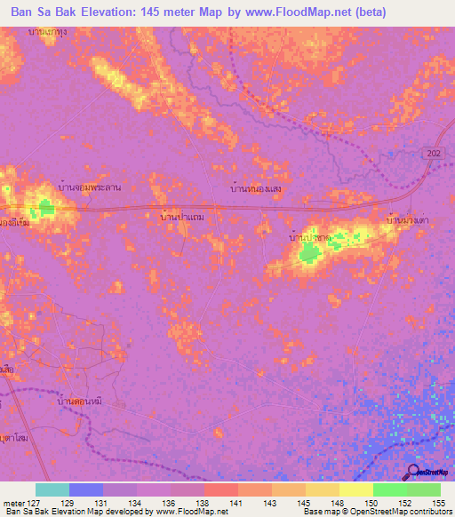 Ban Sa Bak,Thailand Elevation Map
