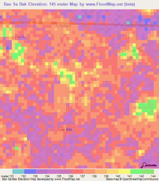 Ban Sa Bak,Thailand Elevation Map