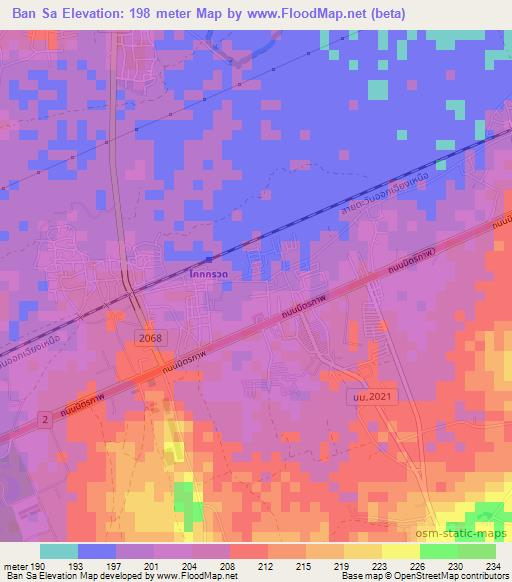 Ban Sa,Thailand Elevation Map