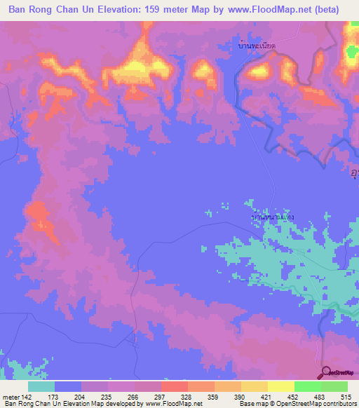 Ban Rong Chan Un,Thailand Elevation Map