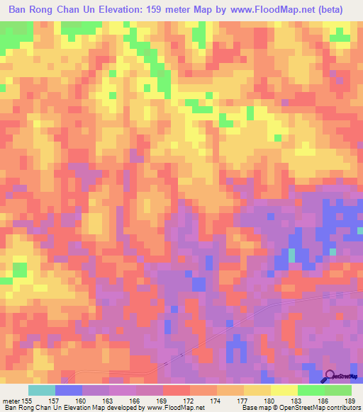 Ban Rong Chan Un,Thailand Elevation Map