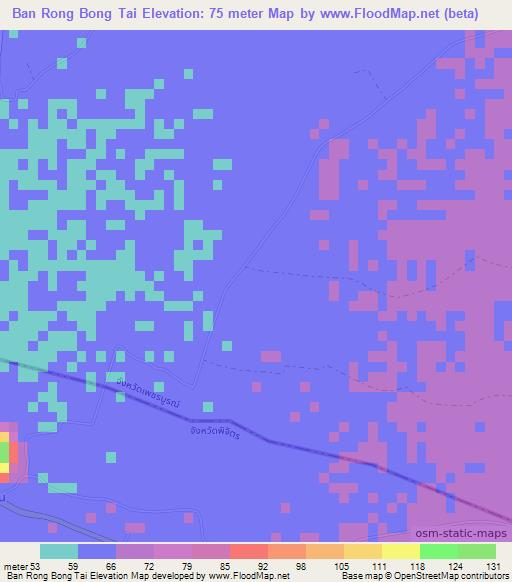 Ban Rong Bong Tai,Thailand Elevation Map