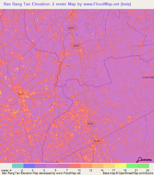 Ban Rang Tan,Thailand Elevation Map