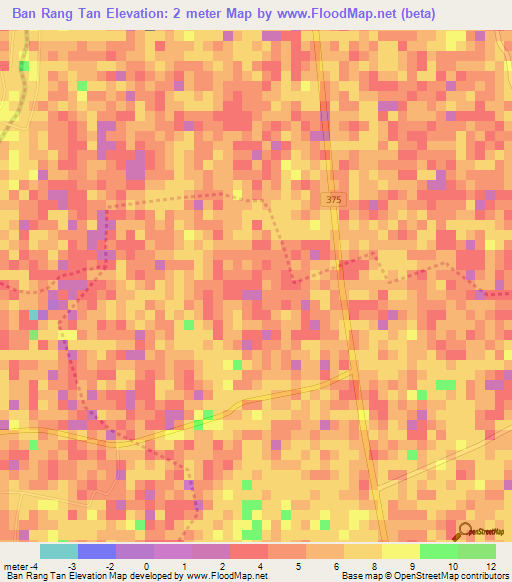 Ban Rang Tan,Thailand Elevation Map