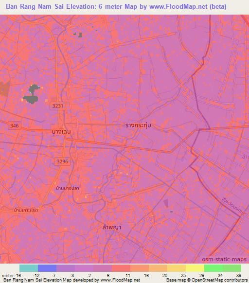 Ban Rang Nam Sai,Thailand Elevation Map