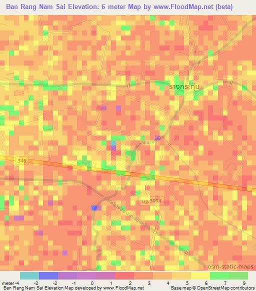 Ban Rang Nam Sai,Thailand Elevation Map