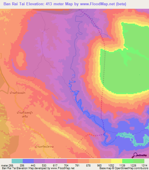 Ban Rai Tai,Thailand Elevation Map
