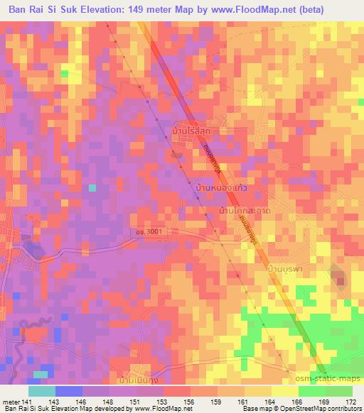 Ban Rai Si Suk,Thailand Elevation Map