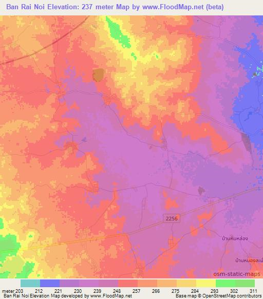Ban Rai Noi,Thailand Elevation Map